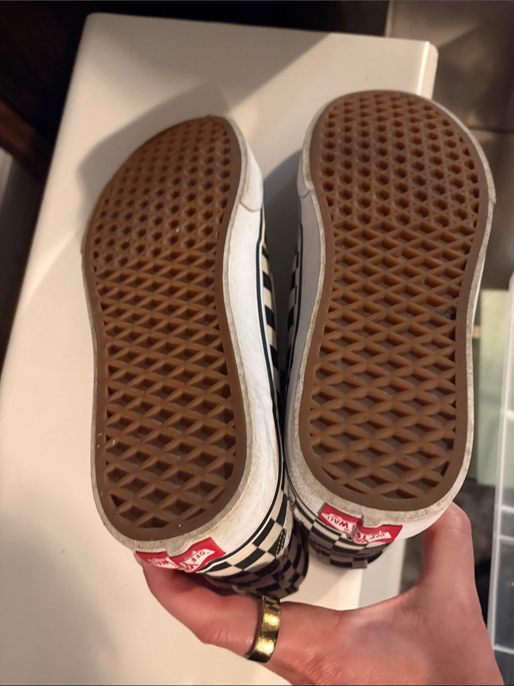 Vans High-Top Checkerboard Sneakers in Black and White - Picture 4 of 4